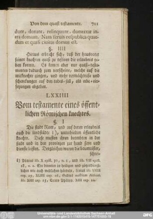 LXXIIII Vom testamente eines öffentlichen Römischen knechtes.