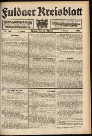 Ausgabe vom Montag, den 30. Oktober 1911.