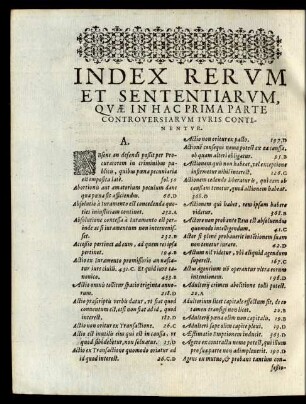 Index Rerum Et Sententiarum ...