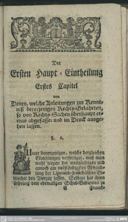 Erste Haupt-Eintheilung