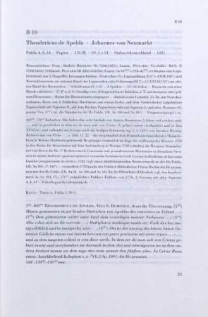 B 10. Theodericus de Apolda, Johannes von Neumarkt