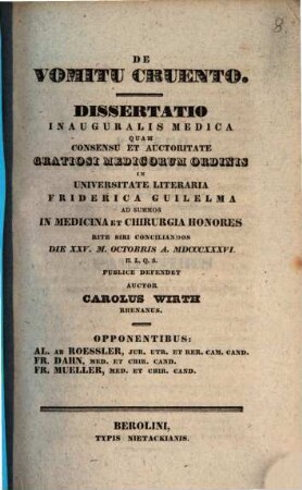 De vomitu cruento : dissertatio inauguralis medica