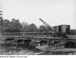 Leipzig, Sachsenbrücke, Bau, Feldbahn
