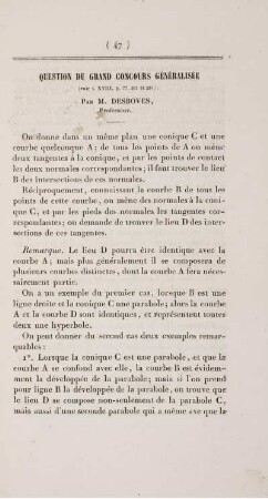 Question du grand concours généralisée.