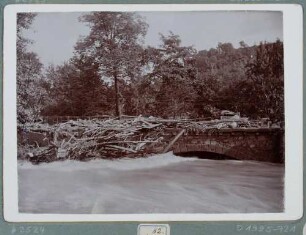 Brücke im Plauenschen Grund während des Hochwassers am 30./31. Juli 1897