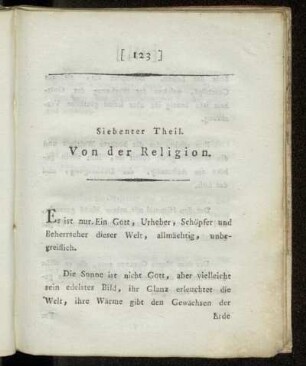 Siebenter Theil. Von der Religion.