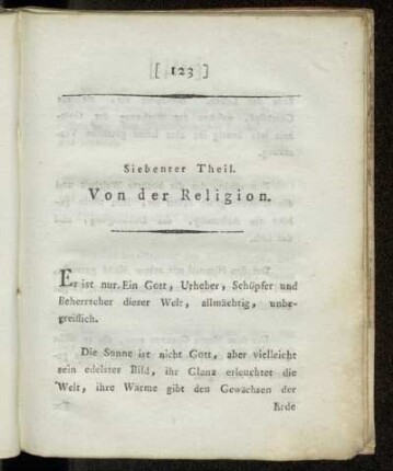 Siebenter Theil. Von der Religion.