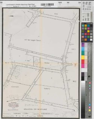 Grenze zwischen der Bundesrepublik Deutschland und dem Königreich der Niederlande im Bereich des Kreises Borken (Vermessungsriss Flurbereinigung Suderwick Nr. 6 Flur 3, Gemarkung Suderwick 144k)