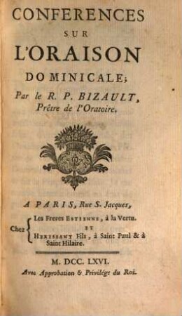 Conférences sur l'Oraison Dominicale