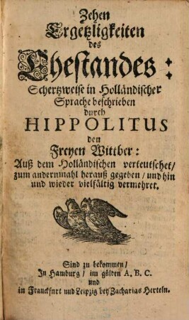 Zehen Ergetzlichkeiten des Ehestandes