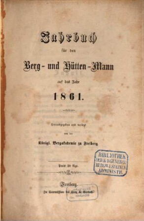 Jahrbuch für den Berg- und Hüttenmann, 1861
