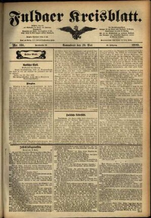 Erste Ausgabe vom Samstag, den 29. Mai 1909.