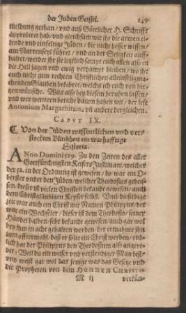 Caput IX. Von der Jüden wissentlichen und verstockten Blindheit ...