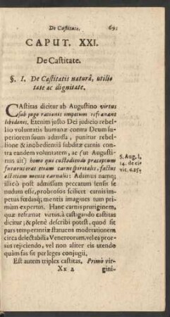 Caput. XXI. De Castitate