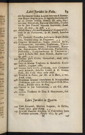 89-97, Libri Juridici in Quarto