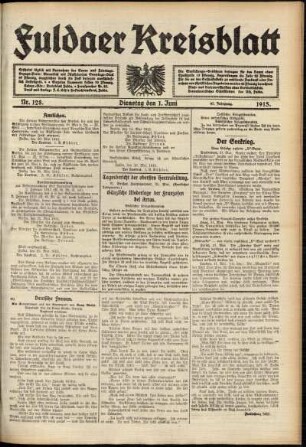 Ausgabe vom Dienstag, den 01. Juni 1915.