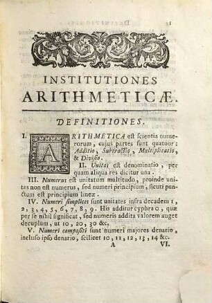 Institutiones arithmeticæ : cum appendice de natura, atque usu logarithmorum