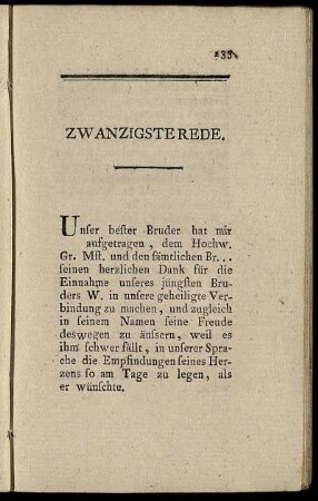Zwanzigste Rede