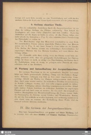 IV. Die Grössen der Jacquardmaschinen