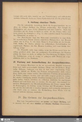 IV. Die Grössen der Jacquardmaschinen