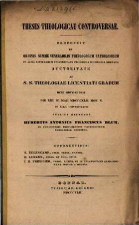 Theses theologicae controversae