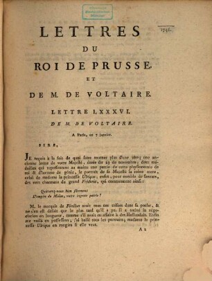 Collection Complette Des Oeuvres de M. De Voltaire, 45. Correspondance De M. De Voltaire avec Le Roi De Prusse ; T. 2
