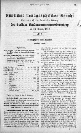No. 5, 24. Januar 1920