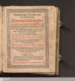 Auszführlicher Bericht/ vnd gründliche Warheit Von einer vnd beyderley gestalten desz allerheiligsten vnd hochwirdigsten Sacraments deß Altars