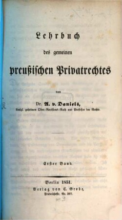 Lehrbuch des gemeinen preußischen Privatrechtes. 1