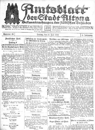 Nummer 29 : Freitag, den 21. Juli 1922
