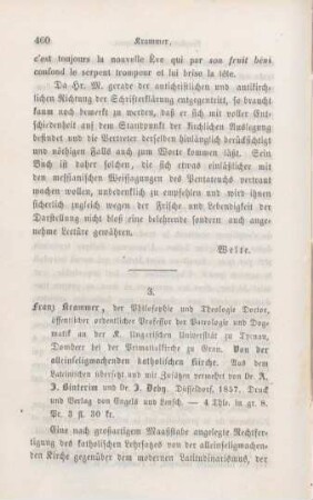 460-467 [Rezension] Krammer, Franz, Von der alleinseligmachenden katholischen Kirche