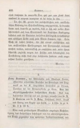 460-467 [Rezension] Krammer, Franz, Von der alleinseligmachenden katholischen Kirche