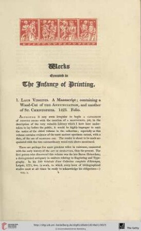 Works executed in the infancy of printing