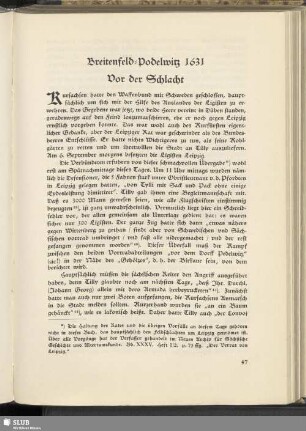 Breitenfeld-Podelwitz 1631 Vor der Schlacht