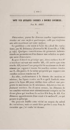 Note sur quelques courbes a double courbure.