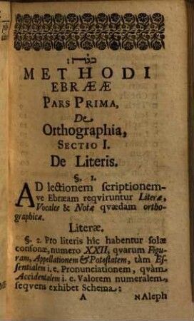 Augusti Pfeifferi, D. ... Radiomatheia sive Methodus Ebraea, Iis impertita, qui Linguam sanctam ... discere ... gestiunt