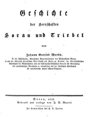 Geschichte der Herrschaften Sorau und Triebel