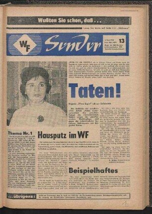 Betriebszeitung 'WF-Sender', Nr.13/1966 (4. April 1966)
