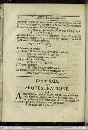 Caput XXIX. De Sequestratione