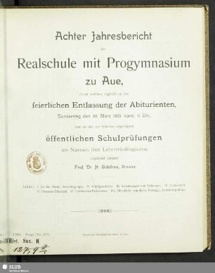 8.1904/05(1905): Jahresbericht