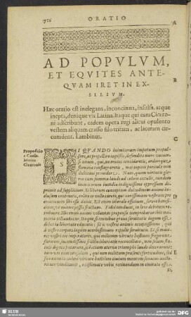 Ad Populum, Et Equites Antequam Iret In Exsilium