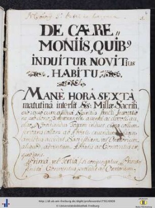 De Caeremoniis, Quibus Induitur Novitius Habitu.