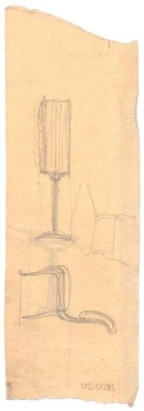 Möbelskizze : Skizze einer Stehlampe und eines Stuhls