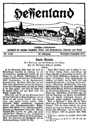 Nr. 21/22, November-Doppelheft 1916