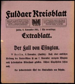 Erste Ausgabe vom Sonntag, den 08. November 1914.