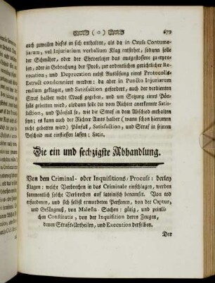 Die ein und sechzigste Abhandlung - Letzt, und zwey und sechzigsten Abhandlung