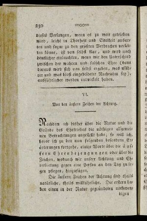 VI. Von den äußern Zeichen der Achtung.