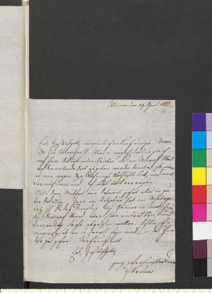 Brief von Kirms, Franz an Goethe, Johann Wolfgang von