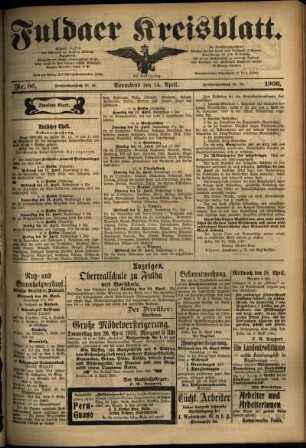 Zweite Ausgabe vom Samstag, den 14. April 1906.