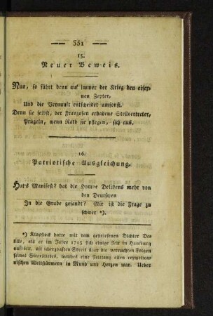 16. Patriotische Ausgleichung.